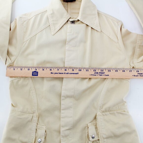 DIESEL 90s Vintage Cream Cargo Utility Jacket Chore Coat Cotton Distressed SZ M - Picture 13 of 16